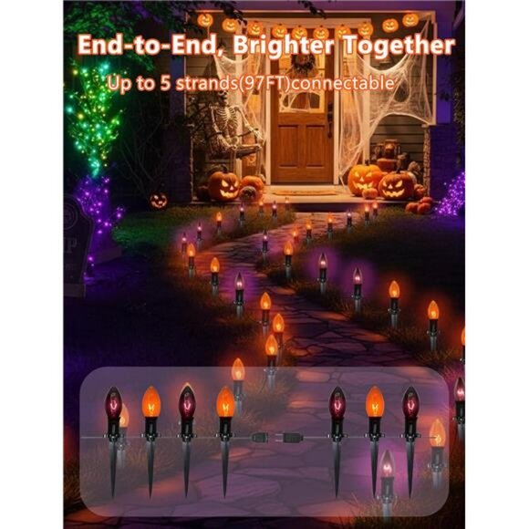 Halloween Pathway Lights Outdoor,10 Pack Halloween Party Decor Stake Lights - Picture 3 of 8